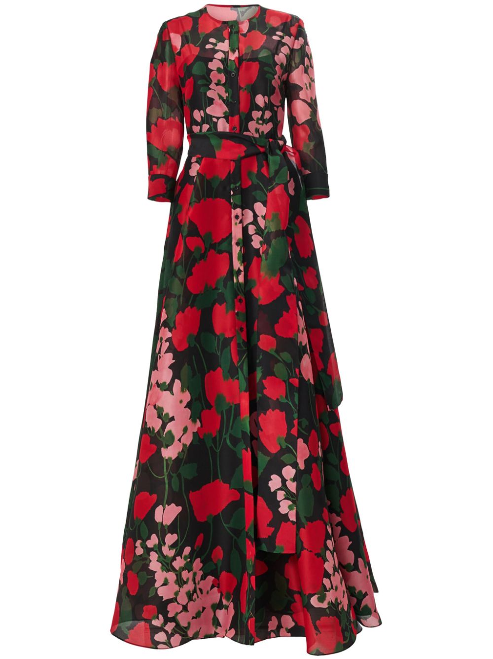 Carolina Herrera floral-print collarless gown - Pink von Carolina Herrera