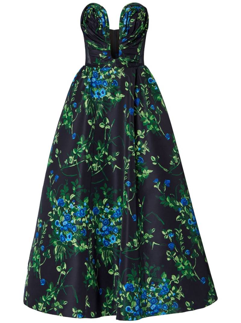 Carolina Herrera floral-print draped gown dress - Black von Carolina Herrera