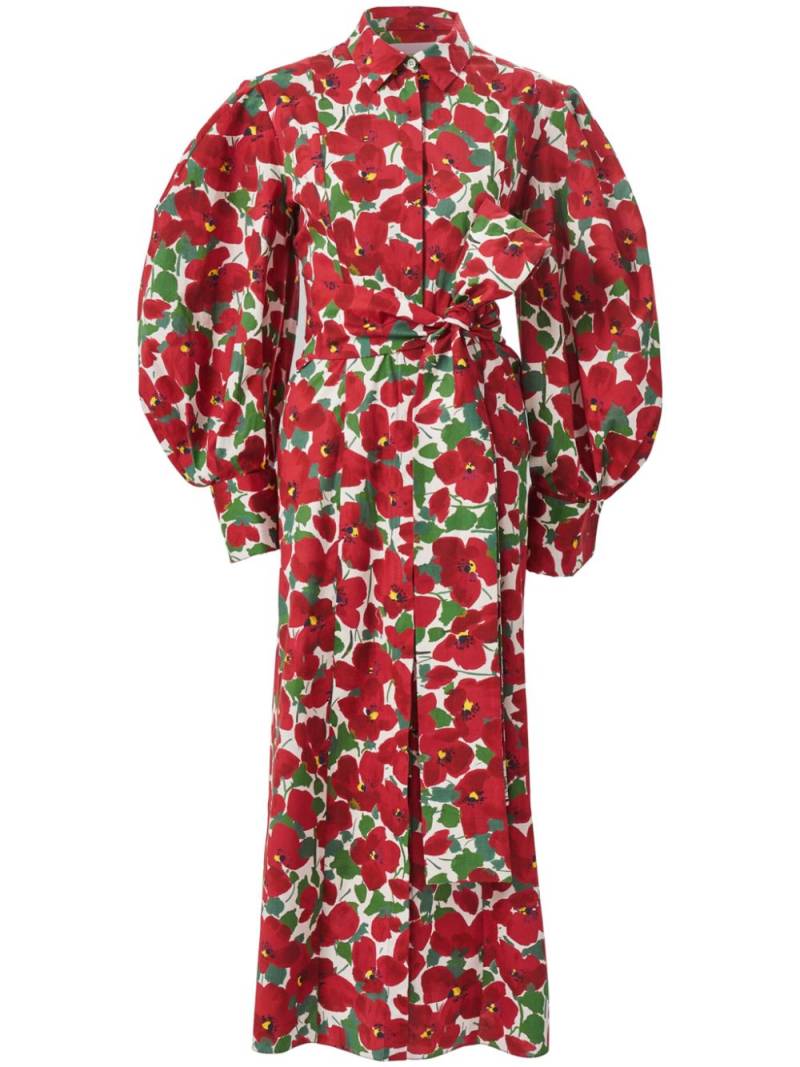 Carolina Herrera floral-print puff-sleeve shirt dress - Red von Carolina Herrera