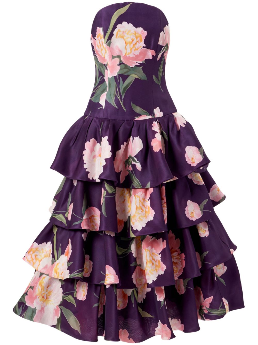 Carolina Herrera floral-print ruffled midi dress - Purple von Carolina Herrera