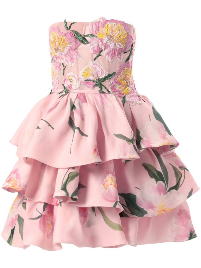 Carolina Herrera floral-print ruffled mini dress - Pink von Carolina Herrera