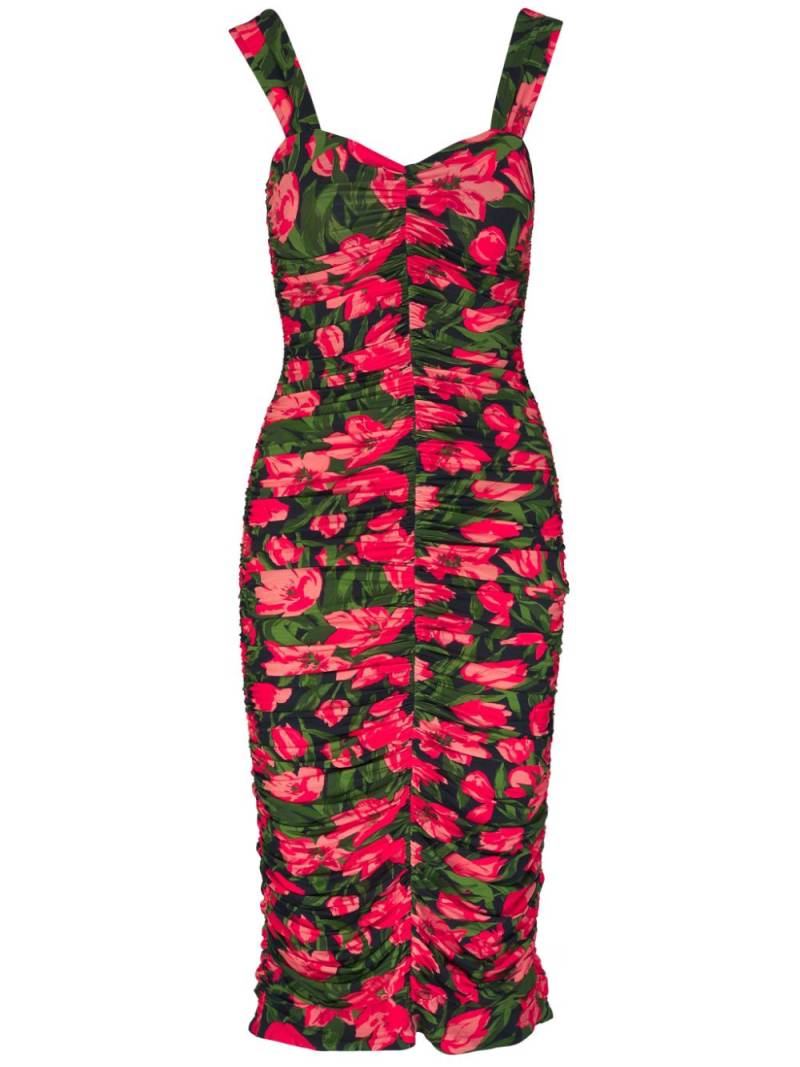 Carolina Herrera floral-print stretch midi dress - Pink von Carolina Herrera