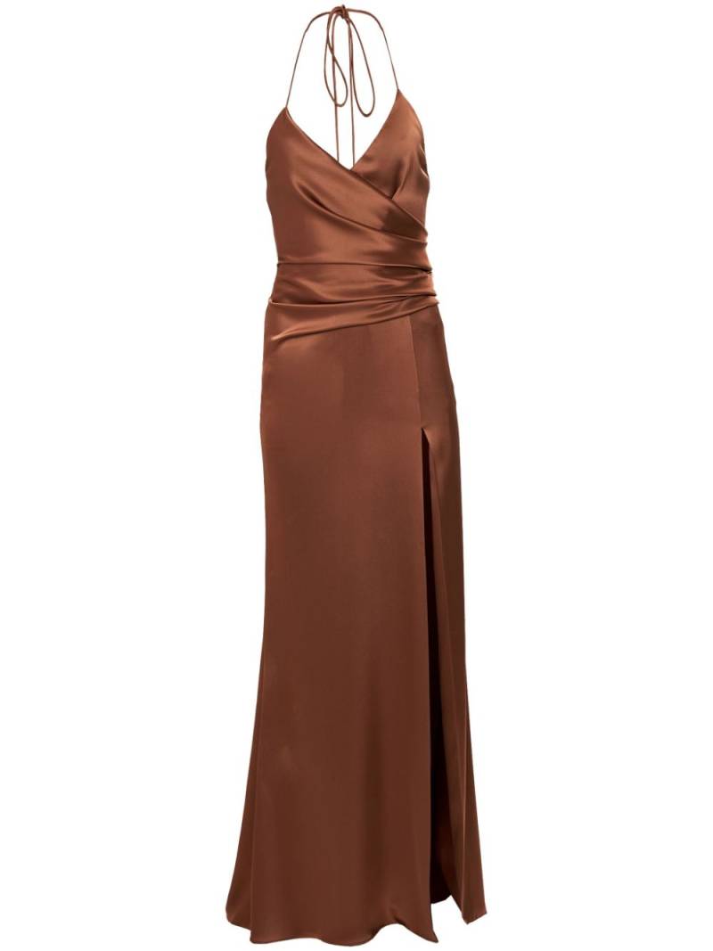 Carolina Herrera halterneck satin gown - Brown von Carolina Herrera