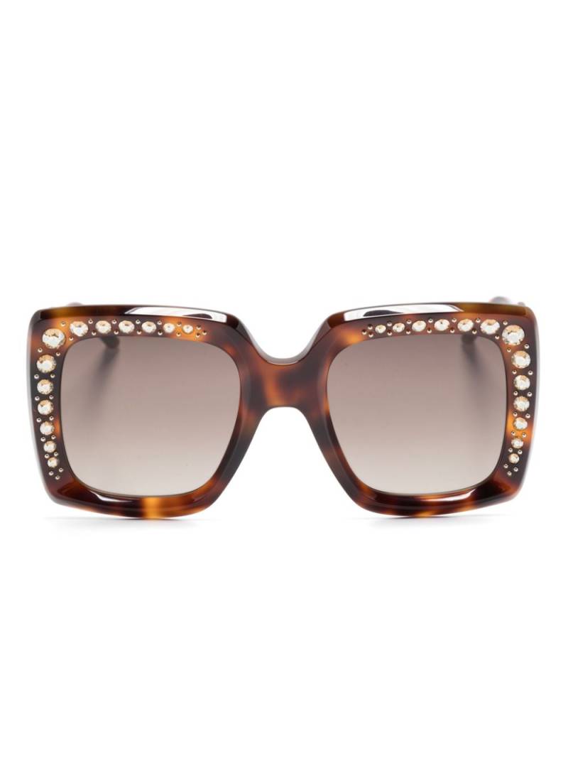 Carolina Herrera logo-print crystal-embellished sunglasses - Brown von Carolina Herrera