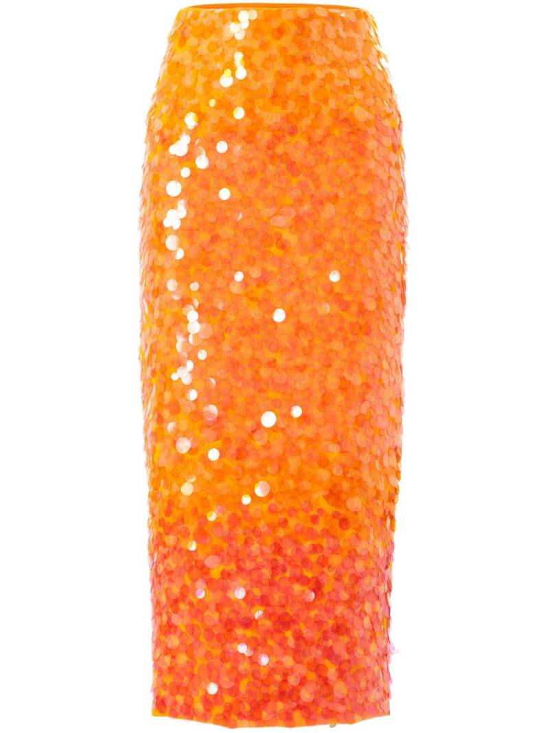 Carolina Herrera ombré-effect sequinned midi skirt - Orange von Carolina Herrera