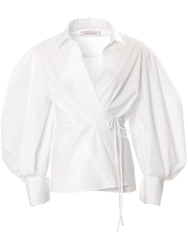 Carolina Herrera puff-sleeve wrap top - White von Carolina Herrera