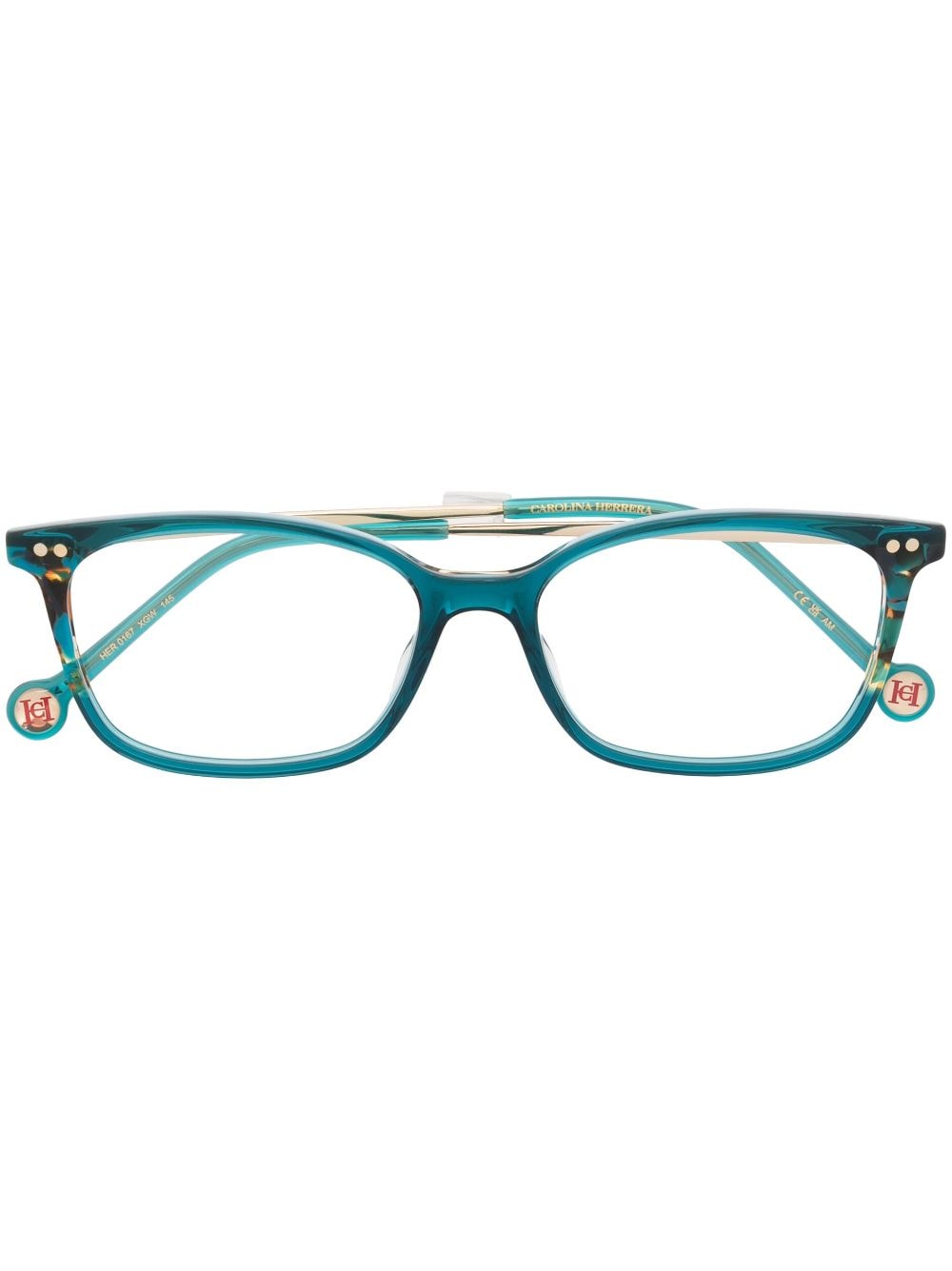 Carolina Herrera rectangle-frame tortoiseshell-detail glasses - Blue von Carolina Herrera