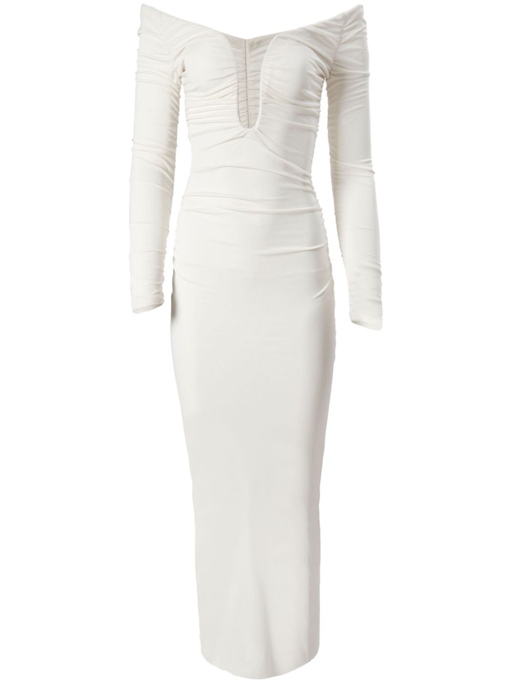 Carolina Herrera ruched U-neck midi dress - White von Carolina Herrera