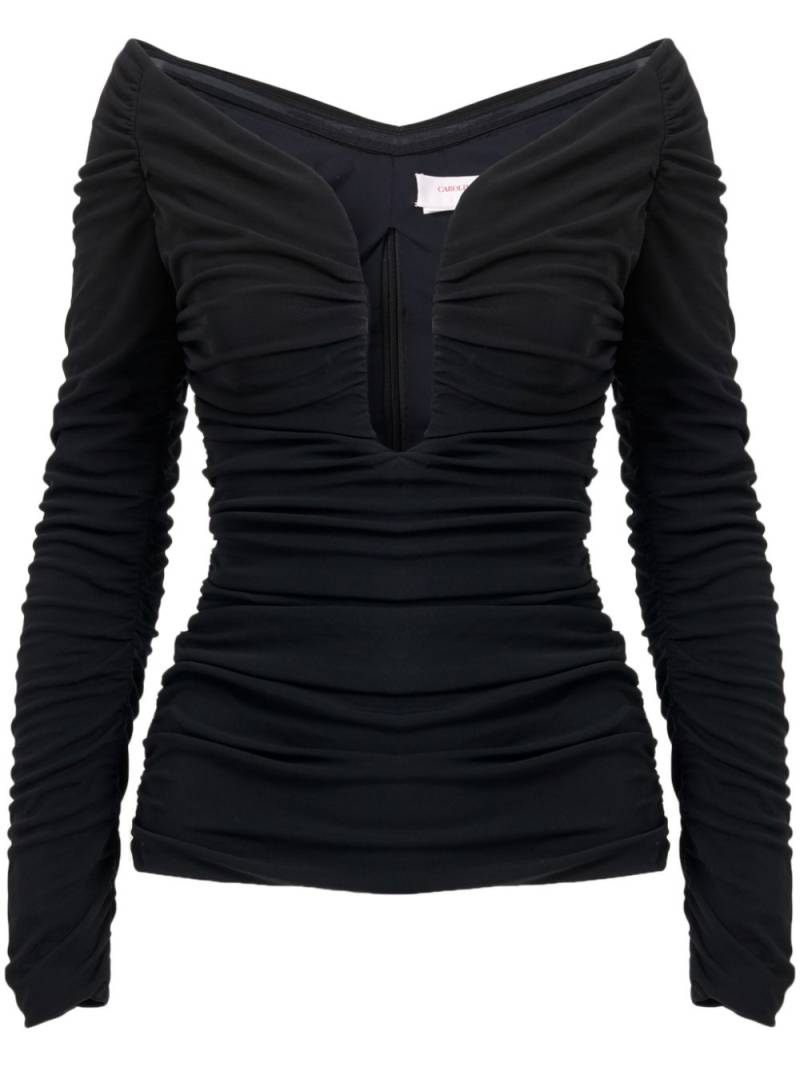 Carolina Herrera ruched U-neck top - Black von Carolina Herrera