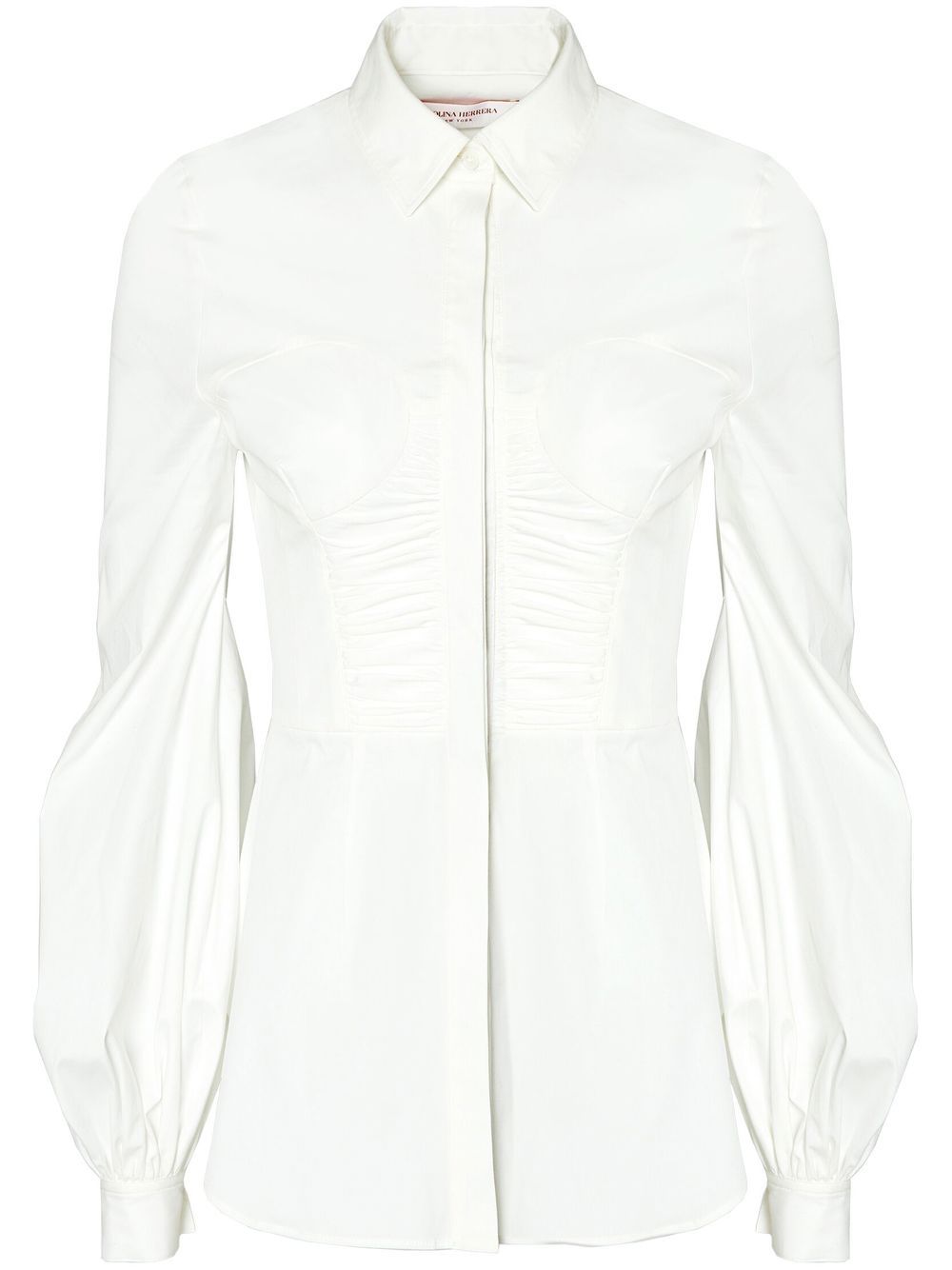 Carolina Herrera ruched-detail long-sleeved blouse - White von Carolina Herrera