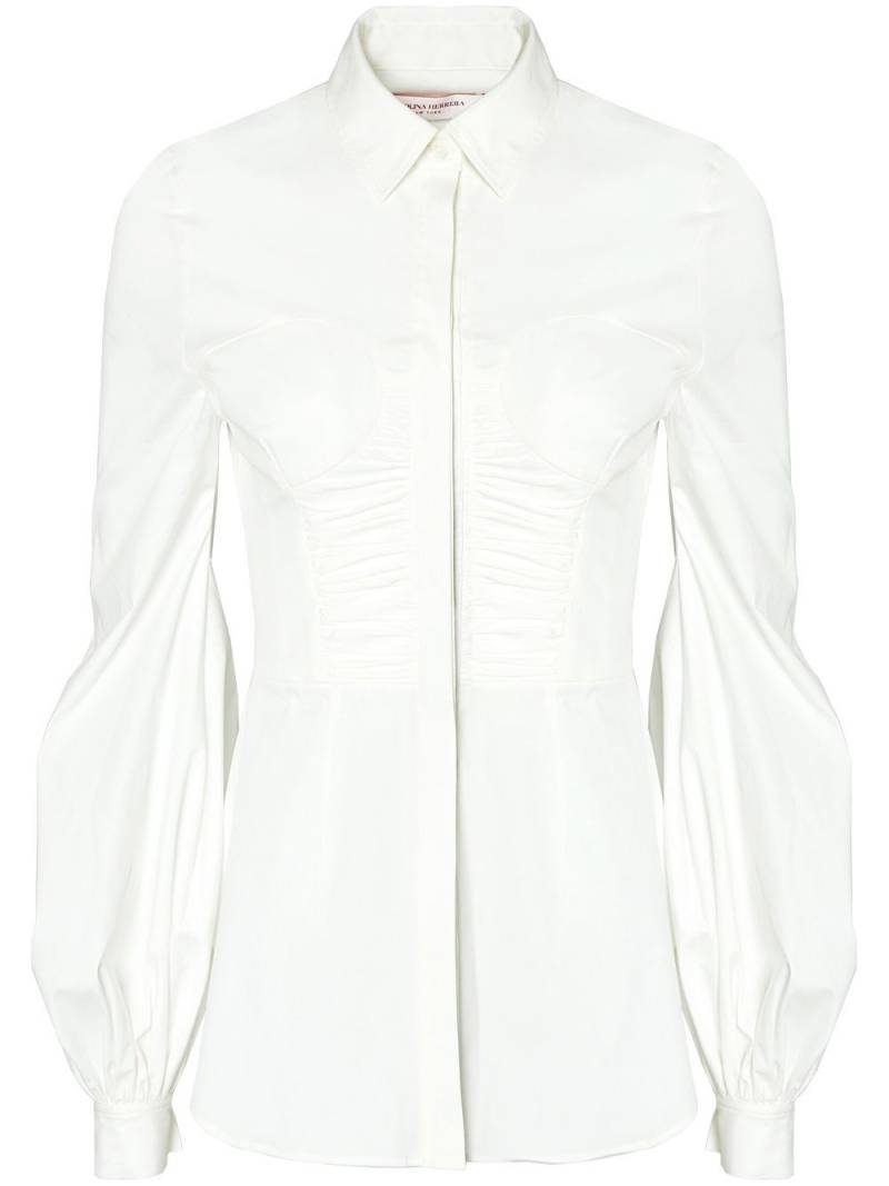 Carolina Herrera ruched-detail long-sleeved blouse - White von Carolina Herrera