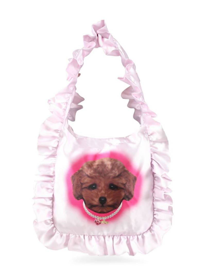 Caroline Bosmans dog print ruffled shoulder bag - White von Caroline Bosmans