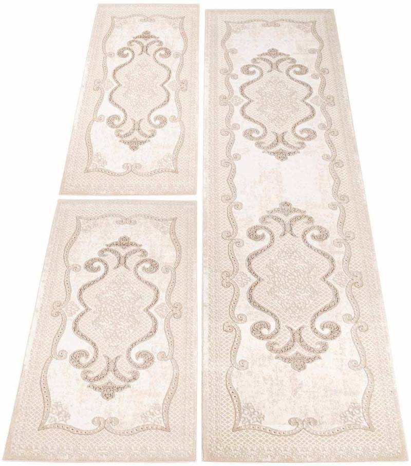 Carpet City Bettumrandung »Platin 7741«, (3 tlg.), Bettvorleger, Ornamente, Glänzend durch Polyester, Läufer-Set von Carpet City