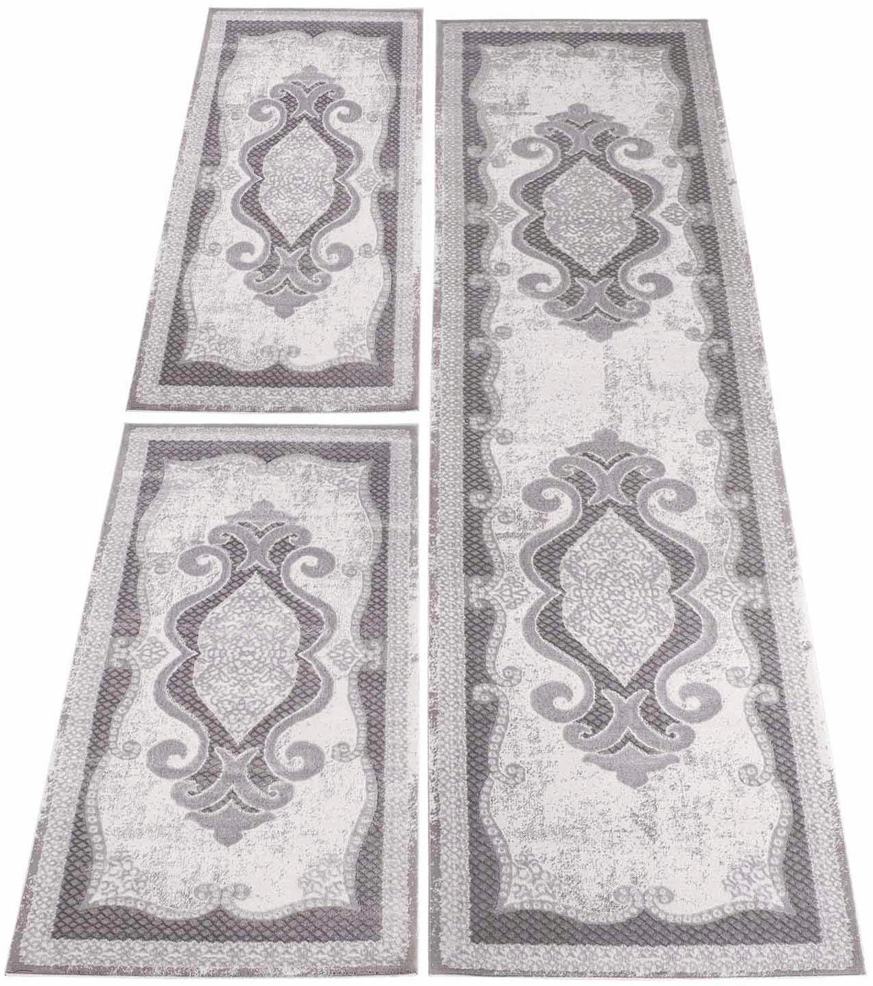 Carpet City Bettumrandung »Platin 7741«, (3 tlg.), Bettvorleger, Ornamente, Glänzend durch Polyester, Läufer-Set von Carpet City