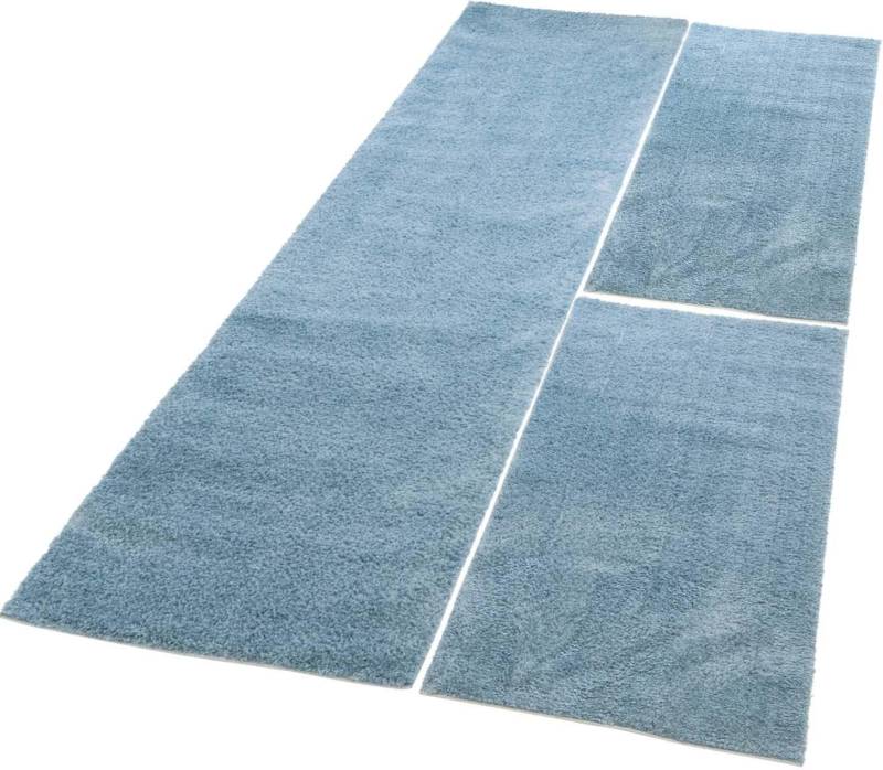 Carpet City Bettumrandung »Softshine 2236«, (Set, 3 tlg.), Bettvorleger, Hochflor, Uni-Farben, besonders weich, Läuferset von Carpet City