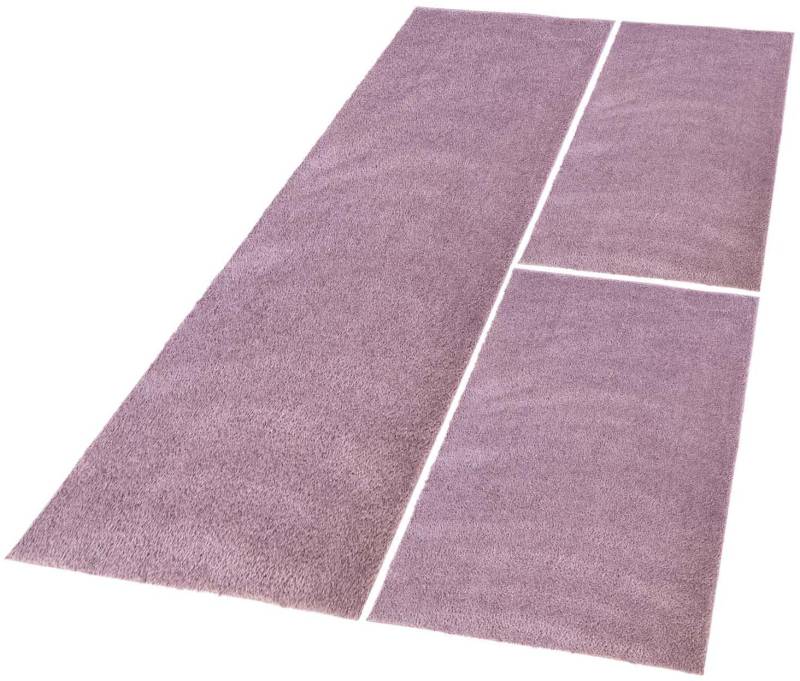 Carpet City Bettumrandung »Softshine 2236«, (Set, 3 tlg.), Bettvorleger, Hochflor, Uni-Farben, besonders weich, Läuferset von Carpet City