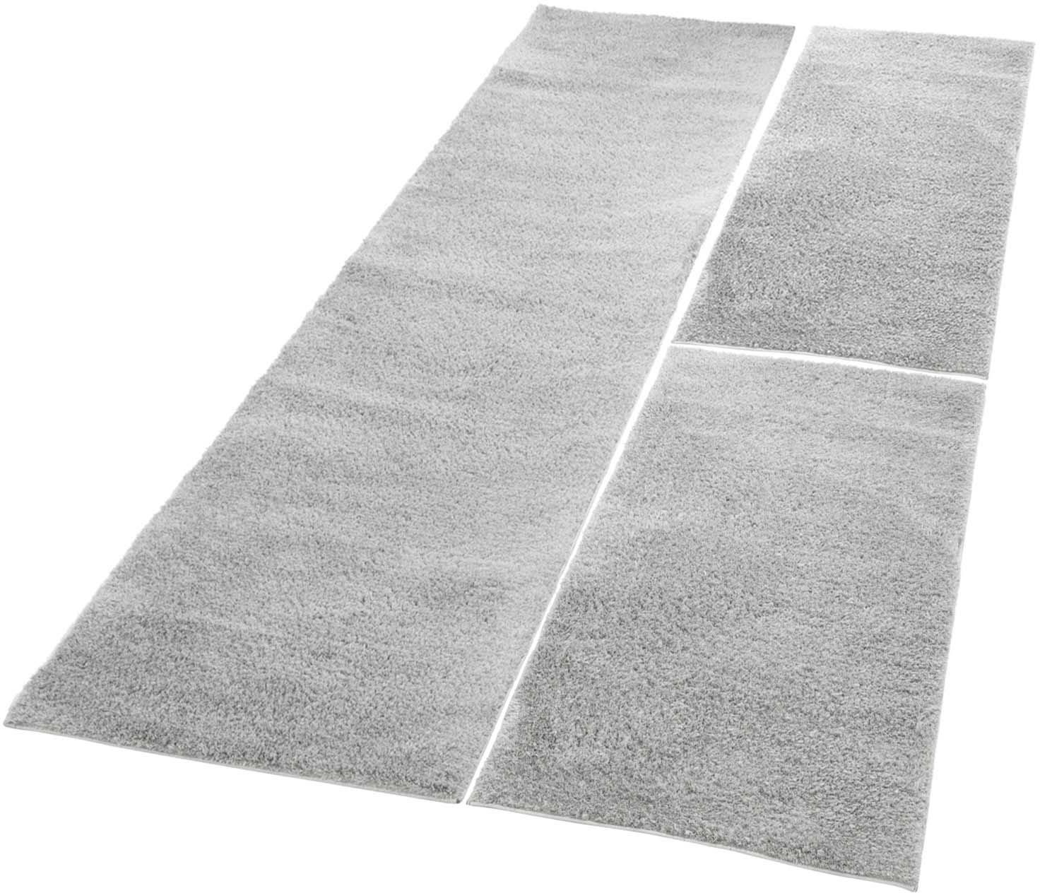 Carpet City Bettumrandung »Softshine 2236«, (Set, 3 tlg.), Bettvorleger, Hochflor, Uni-Farben, besonders weich, Läuferset von Carpet City