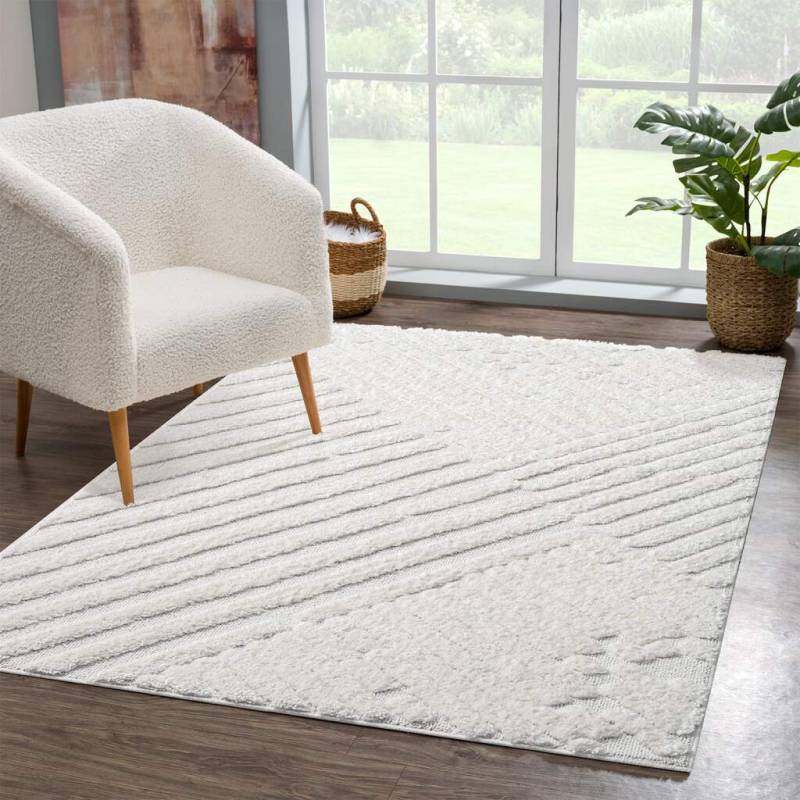 Carpet City Hochflor-Teppich »FOCUS749«, rechteckig, 20 mm Höhe, Boho-Teppich, Hochtief-Muster/ 3D-Effekt, für Wohnzimmer, Schlafzimmer von Carpet City