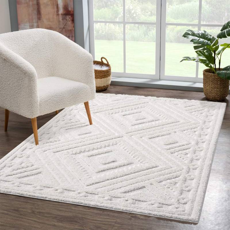 Carpet City Hochflor-Teppich »FOCUS777«, rechteckig, 20 mm Höhe, Boho-Teppich, Hochtief-Muster/ 3D-Effekt, für Wohnzimmer, Schlafzimmer von Carpet City