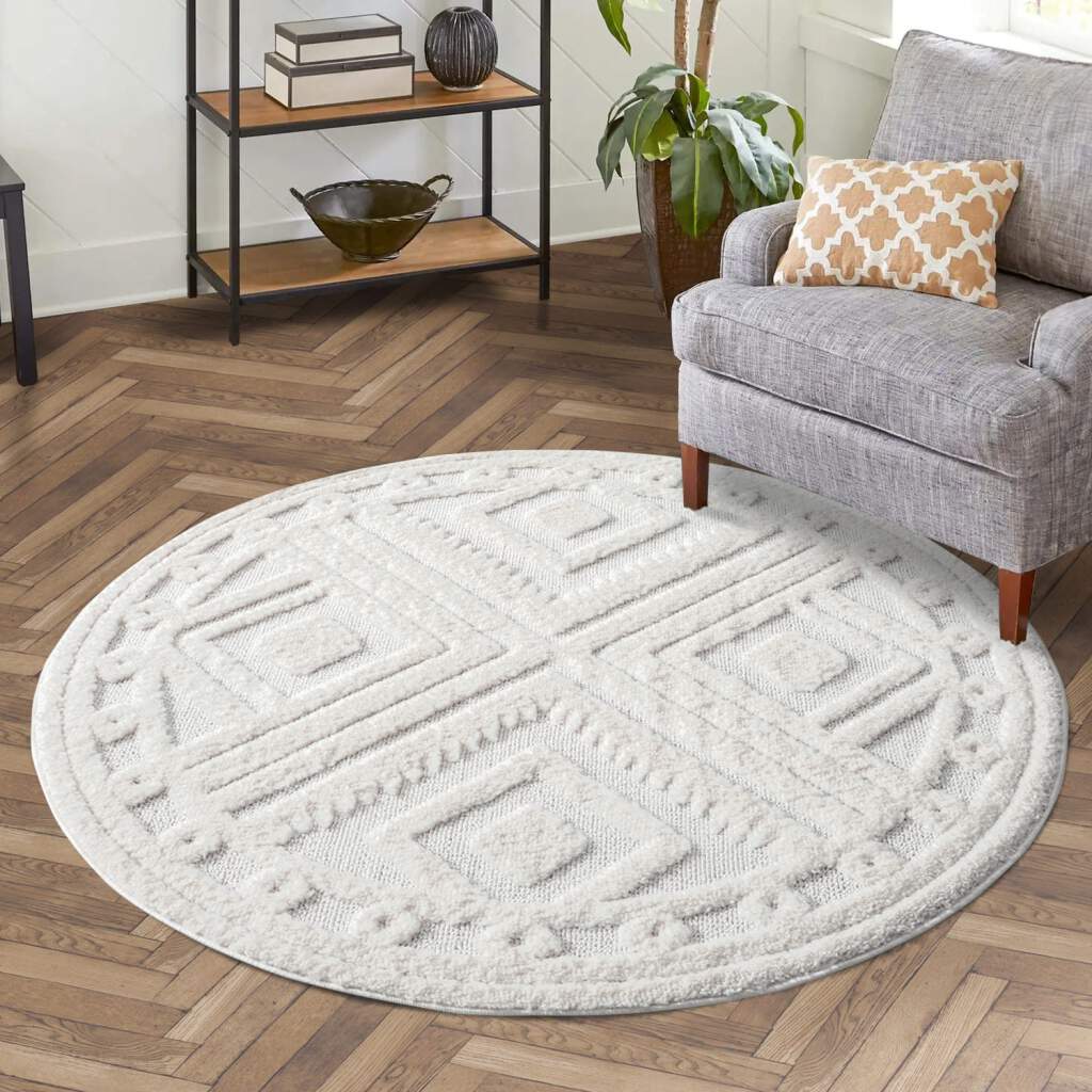 Carpet City Hochflor-Teppich »FOCUS777«, rund, Boho-Teppich, Hochtief-Muster/ 3D-Effekt, für Wohnzimmer, Schlafzimmer von Carpet City