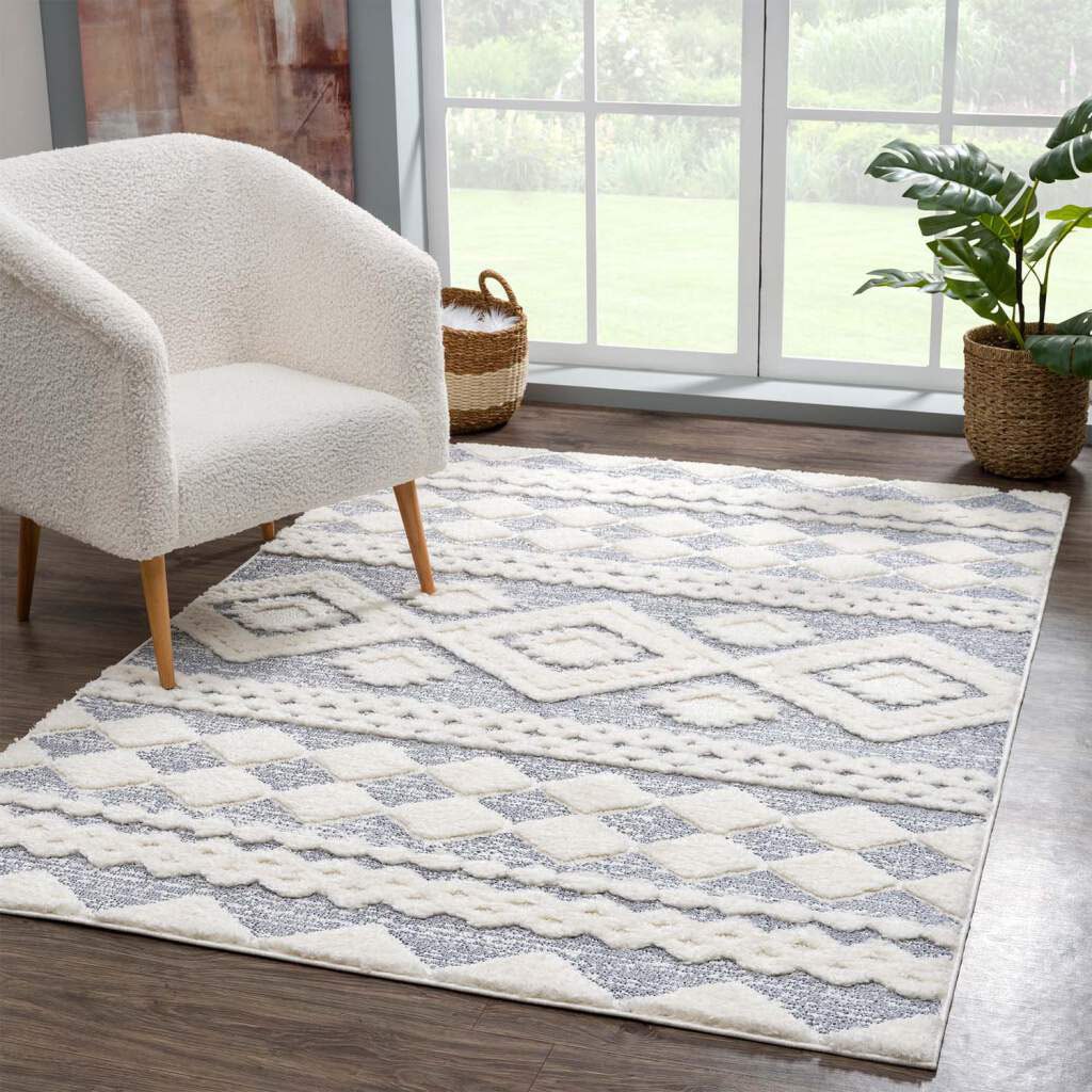 Carpet City Hochflor-Teppich »Focus 3005«, rechteckig, Boho-Teppich, Rauten Design, besonders weich, 3D-Effekt von Carpet City