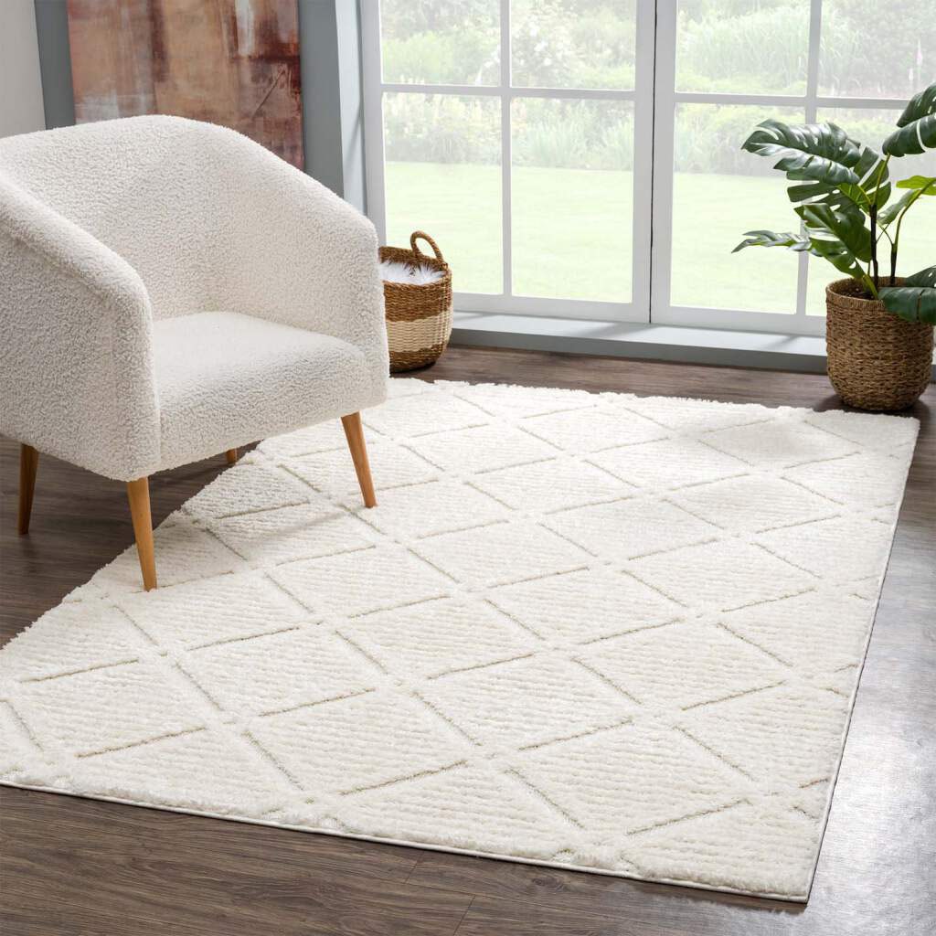 Carpet City Hochflor-Teppich »Focus 2997«, rechteckig, besonders weich, Uni Farben, Rauten-Optik, 3D-Effekt von Carpet City