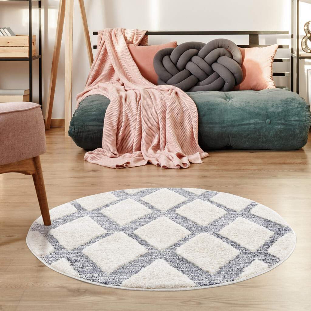 Carpet City Hochflor-Teppich »Focus 4497«, rund, besonders weich, Rauten-Optik, 3D-Effekt von Carpet City