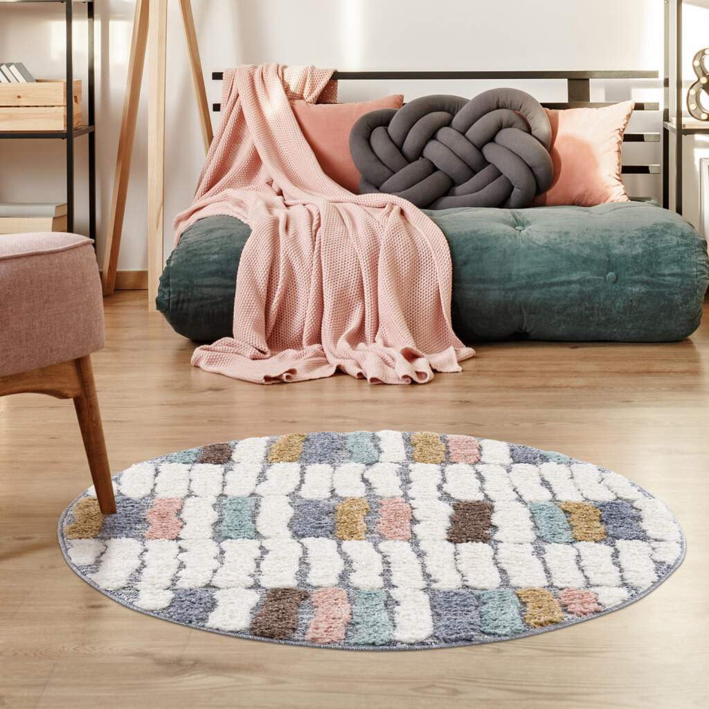 Carpet City Hochflor-Teppich »Focus 3032«, rund, besonders weich, Modern, Bunt, 3D-Effekt von Carpet City