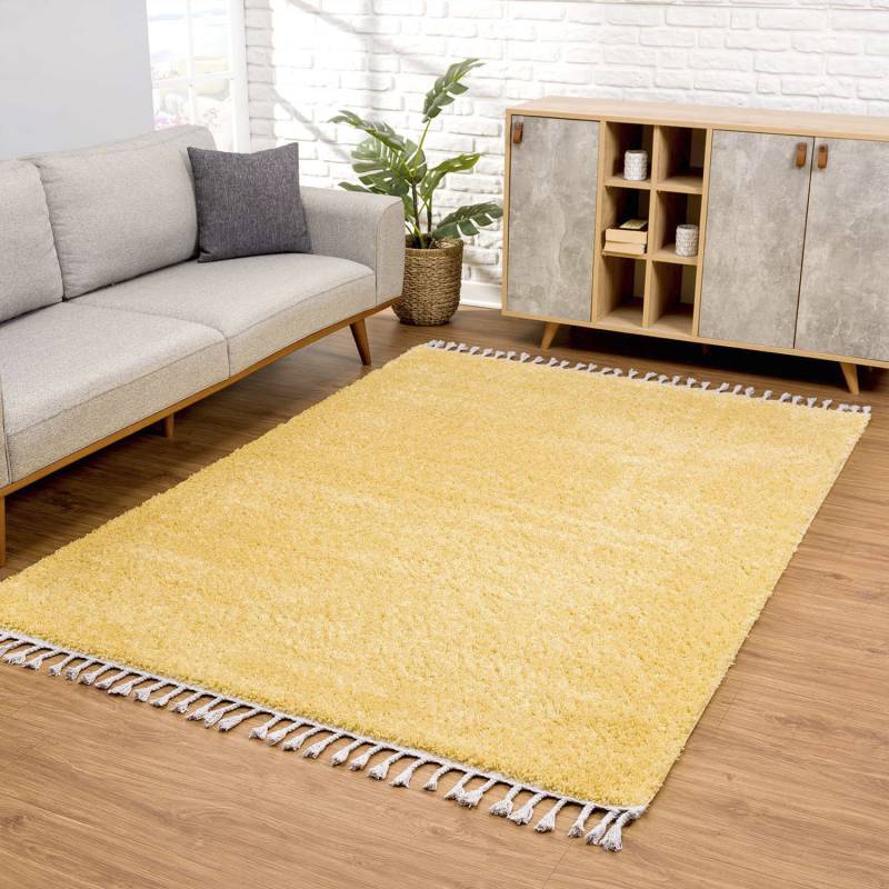 Carpet City Hochflor-Teppich »Pulpy 100«, rechteckig, 30 mm Höhe, sehr weich, mit Fransen, uni, viele Grössen, Wohnzimmer, Schafzimmer von Carpet City