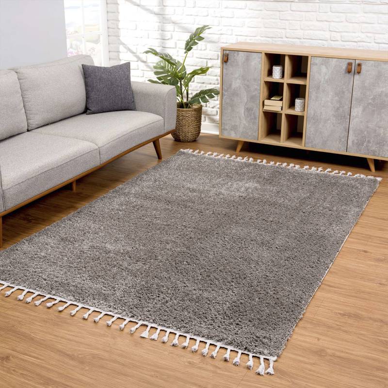 Carpet City Hochflor-Teppich »Pulpy 100«, rechteckig, 30 mm Höhe, sehr weich, mit Fransen, uni, viele Grössen, Wohnzimmer, Schafzimmer von Carpet City