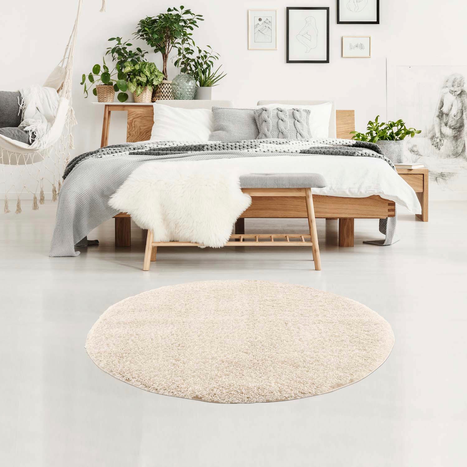 Carpet City Hochflor-Teppich »Pulpy 100«, rund, 30 mm Höhe, besonders weich, mit Fransen, Uni Farben Carpet City Hochflor-Teppich »Pulpy 100«, rund, 30 mm Höhe, besonders weich, mit Fransen, Uni Farben von Carpet City