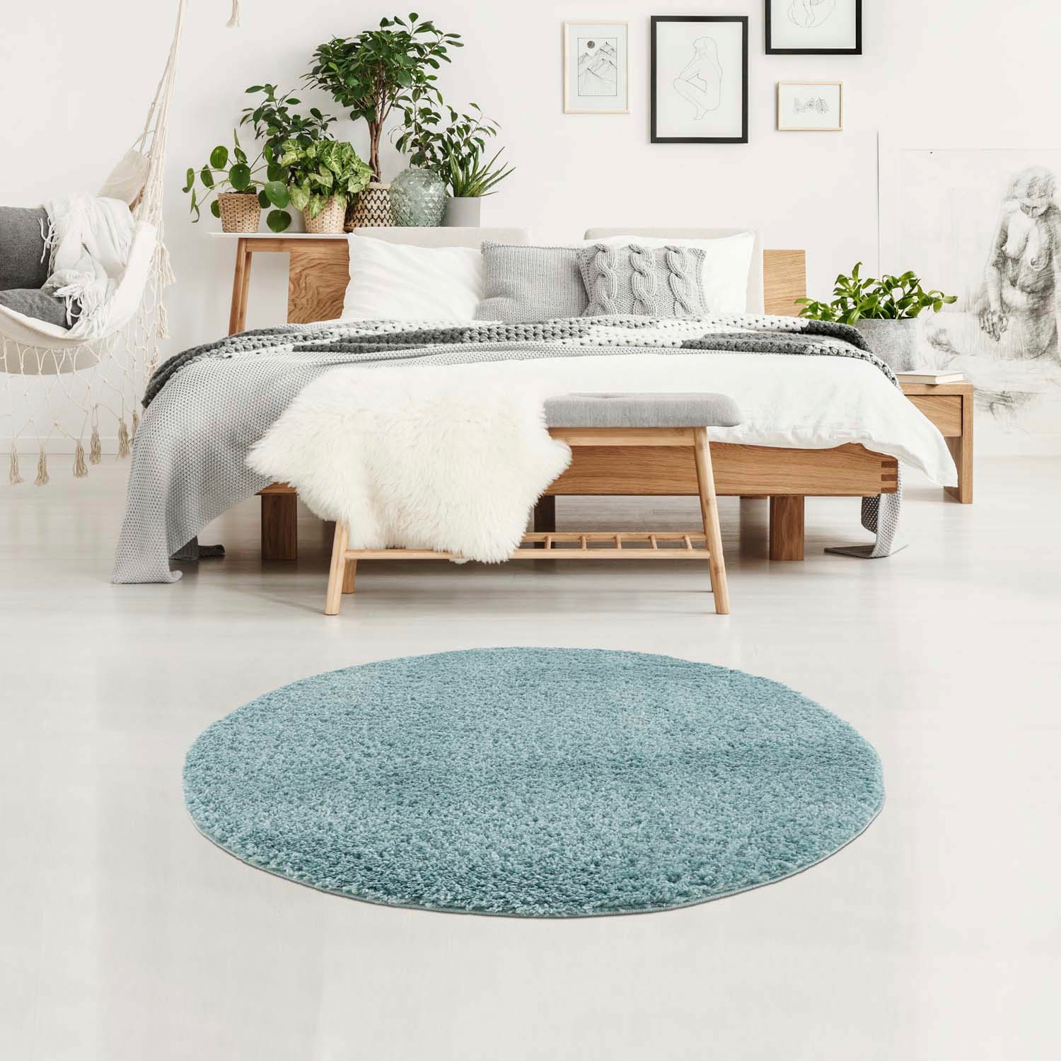 Carpet City Hochflor-Teppich »Pulpy 100«, rund, 30 mm Höhe, besonders weich, mit Fransen, Uni Farben von Carpet City