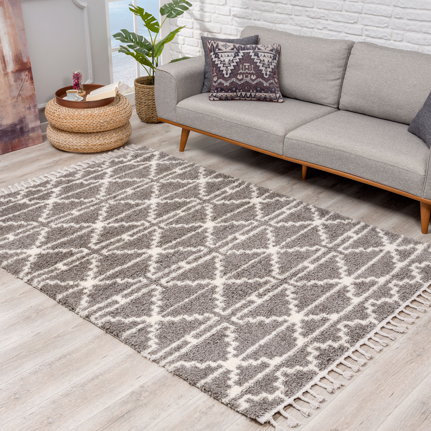 Carpet City Hochflor-Teppich »Pulpy 530«, rechteckig, besonders weich, mit Fransen, Geo-Muster von Carpet City