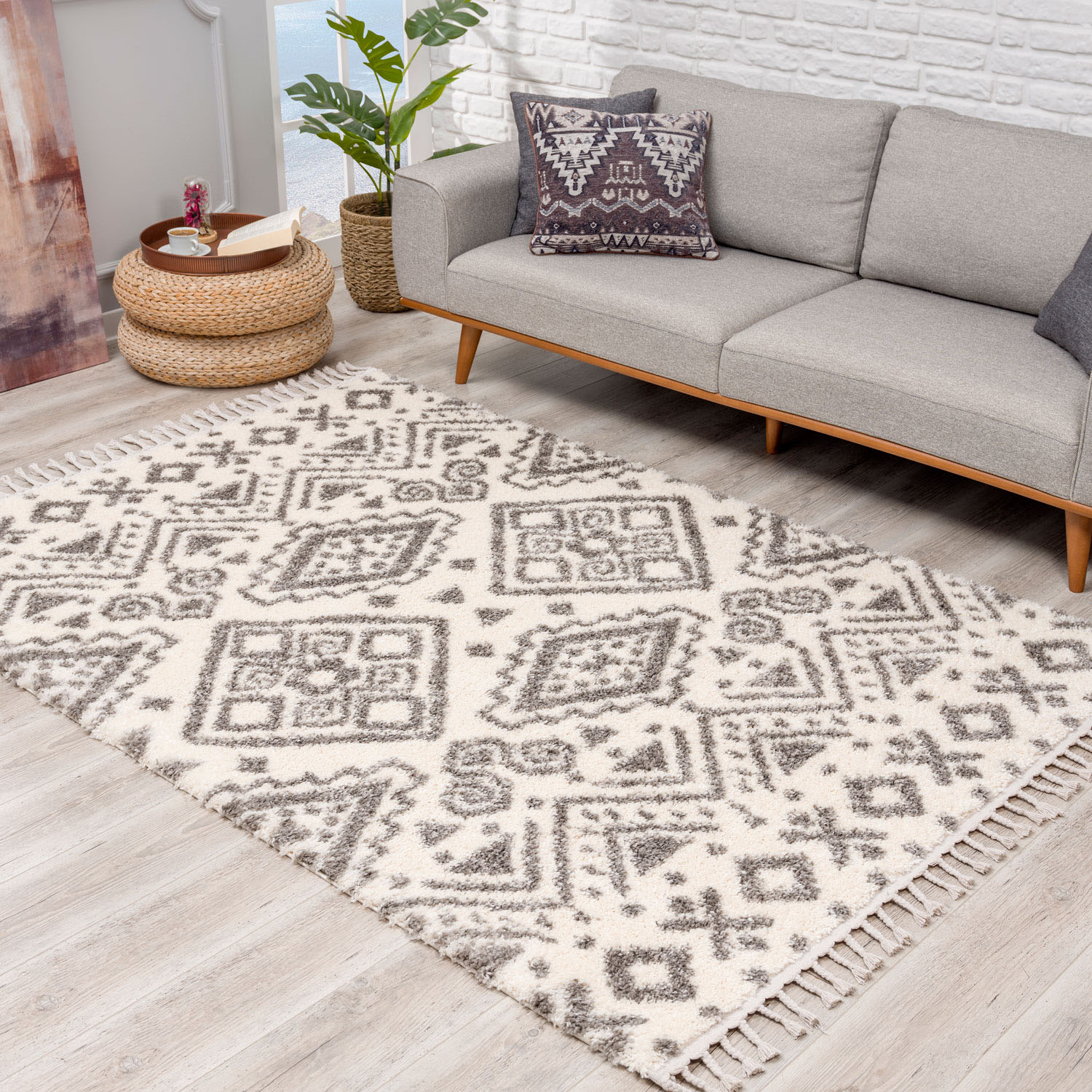 Carpet City Hochflor-Teppich »Pulpy 541«, rechteckig, 30 mm Höhe, besonders weich, mit Fransen, Ethno Look von Carpet City