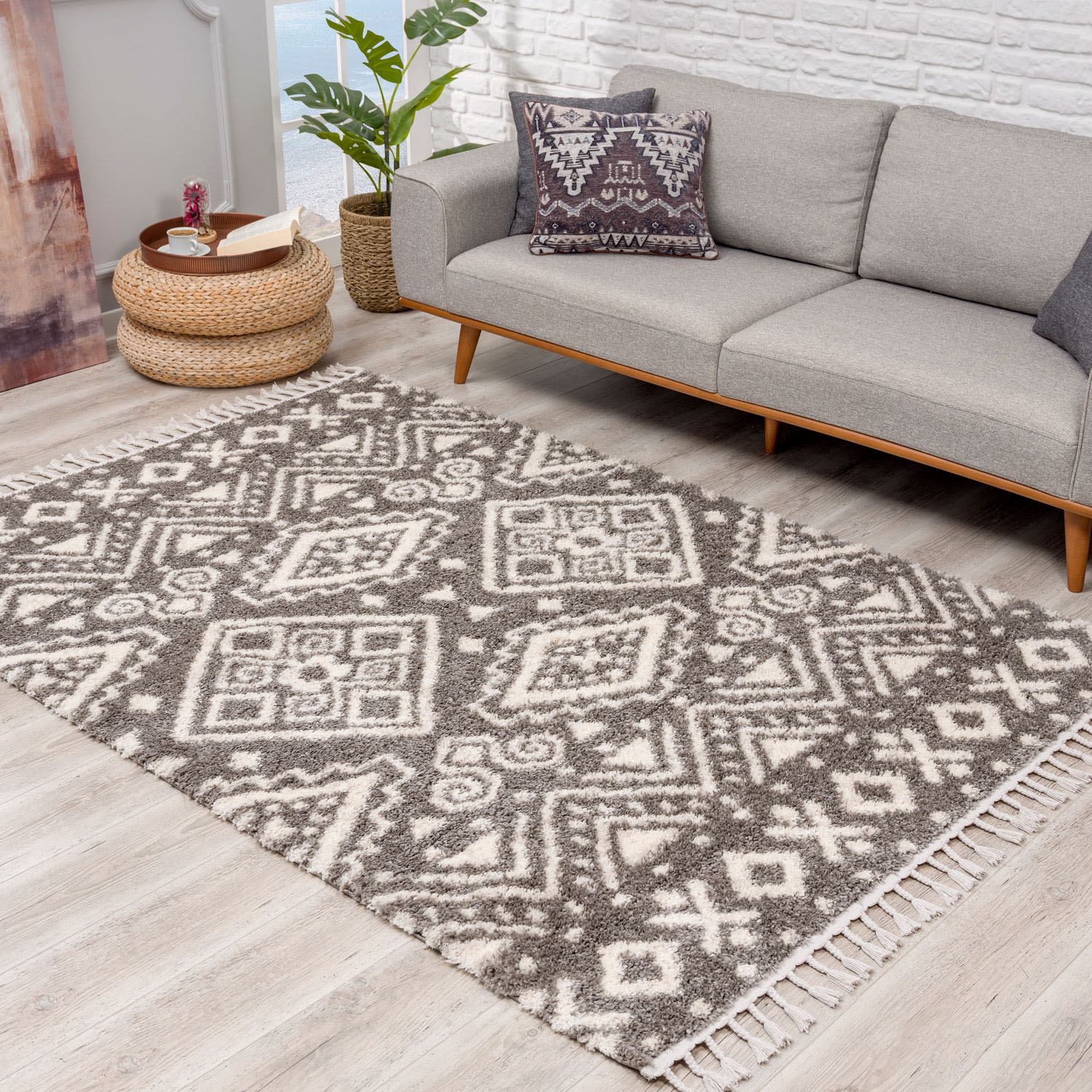 Carpet City Hochflor-Teppich »Pulpy 541«, rechteckig, besonders weich, mit Fransen, Ethno Look von Carpet City