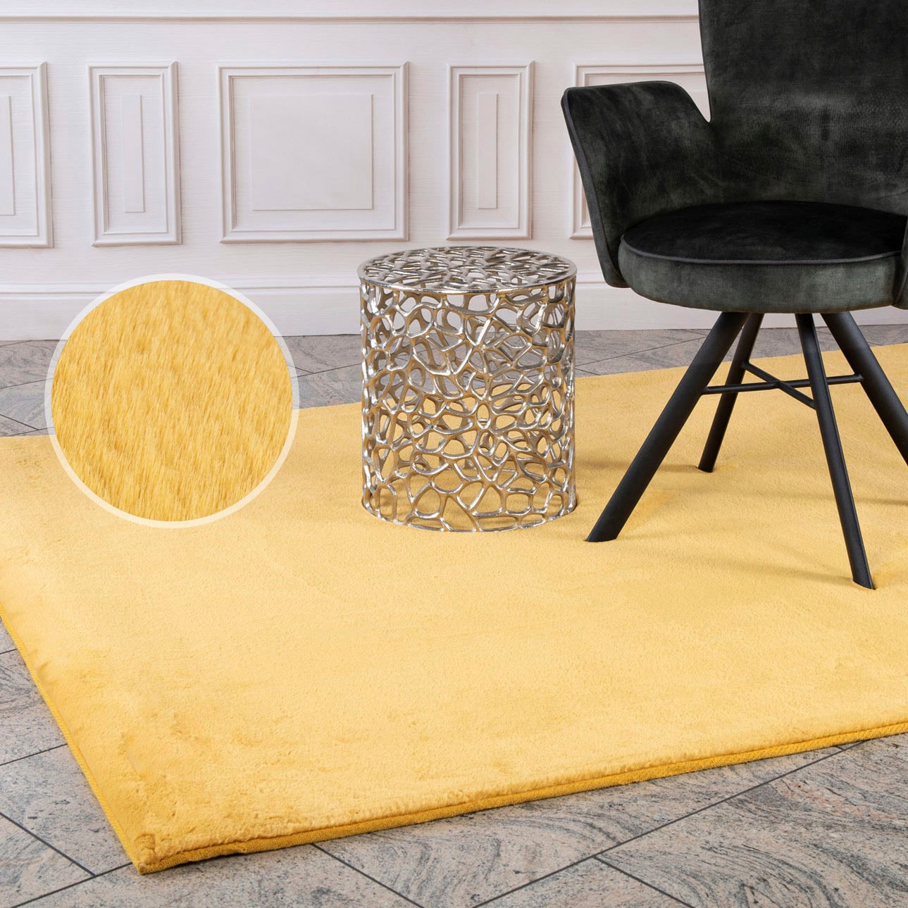 Carpet City Hochflor-Teppich »TOPIA 400«, rechteckig, Kunstfell-Teppich mit Kaninchenfell-Optik, Wohnzimmer, Schlafzimmer von Carpet City