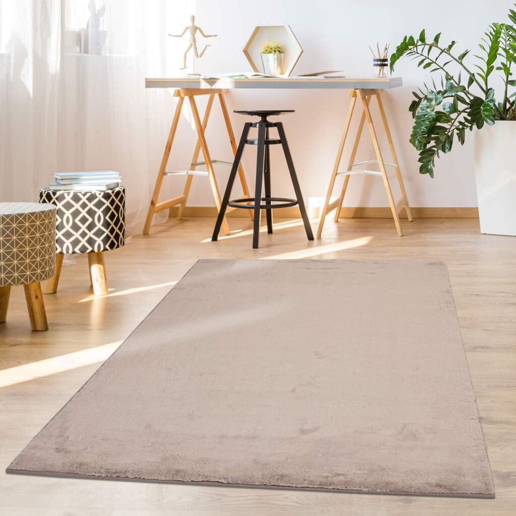 Carpet City Hochflor-Teppich »TOPIA 400«, rechteckig, Kunstfell-Teppich mit Kaninchenfell-Optik, Wohnzimmer, Schlafzimmer von Carpet City