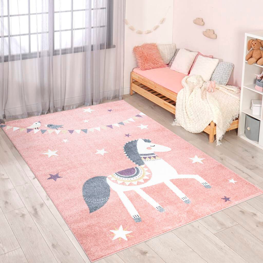 Carpet City Kinderteppich »ANIME890«, rechteckig, Kinderzimmer Teppich Modern mit Mond, Blumen, Wolken, Creme, Multi von Carpet City