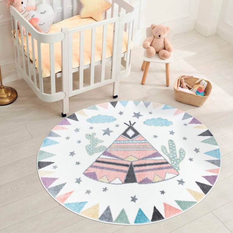 Carpet City Kinderteppich »ANIME898«, rund, 11 mm Höhe, Kinderzimmer Teppich Modern mit lustigen Cartoon-Figuren, Multi von Carpet City