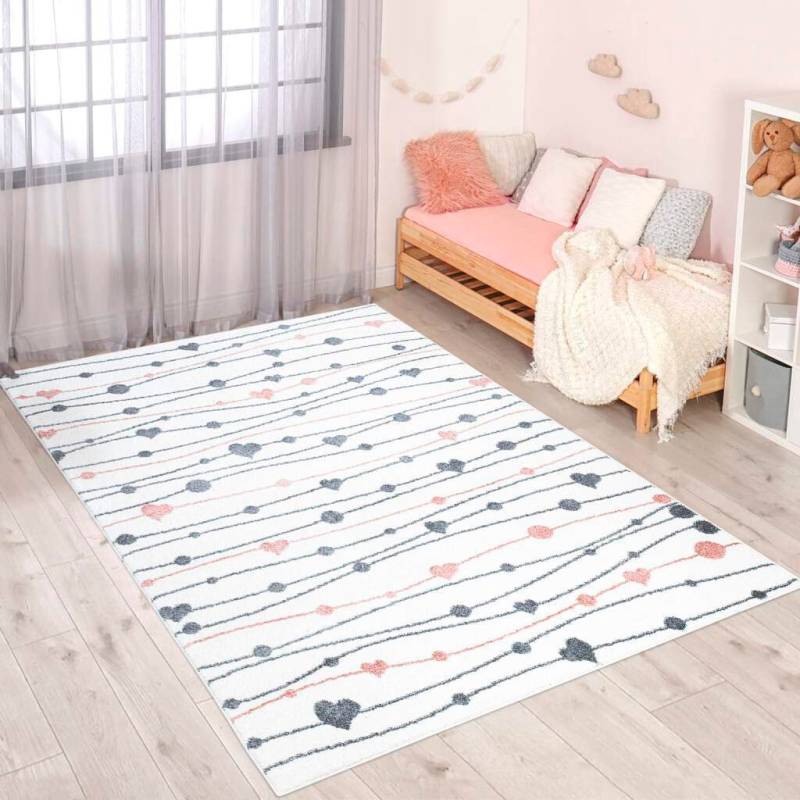 Carpet City Kinderteppich »ANIME901«, rechteckig, Kinderzimmer Teppich Modern mit Mond, Blumen, Wolken, Creme, Multi von Carpet City