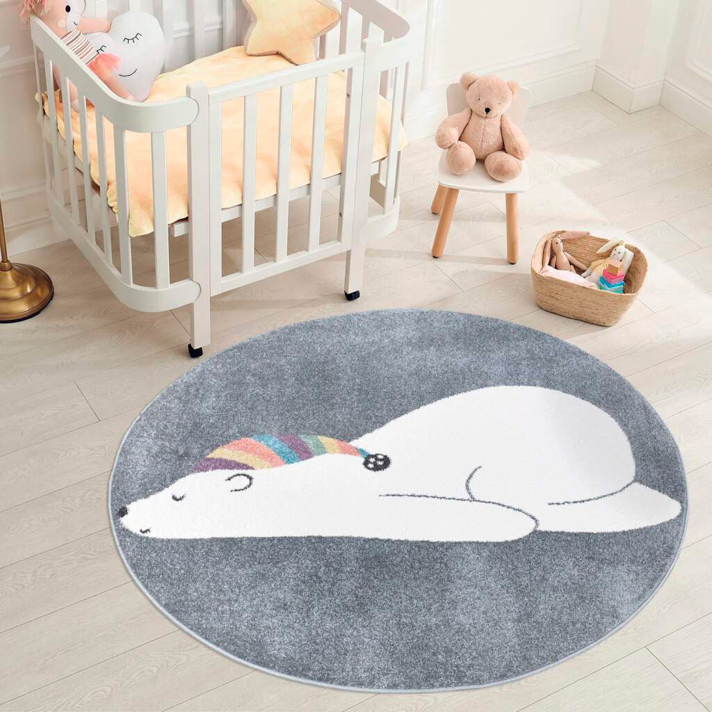 Carpet City Kinderteppich »ANIME921«, rund, Kinderzimmer Teppich Modern mit lustigen Cartoon-Figuren, Multi von Carpet City