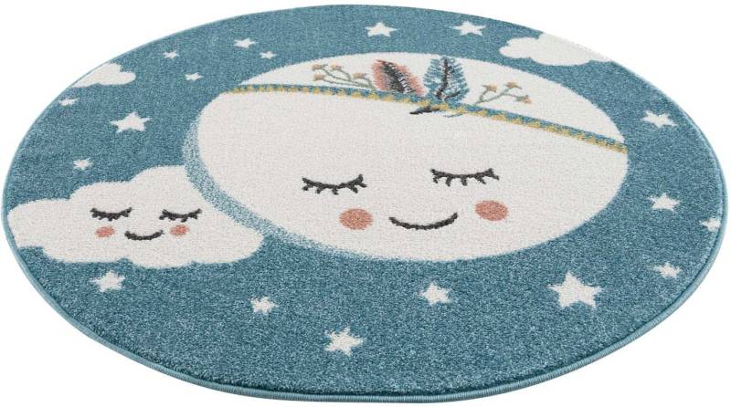 Carpet City Kinderteppich »Anime9383«, rund, Sternen-Teppich mit Mond, Weicher Flor, Pflegeleicht, Kinderzimmer von Carpet City