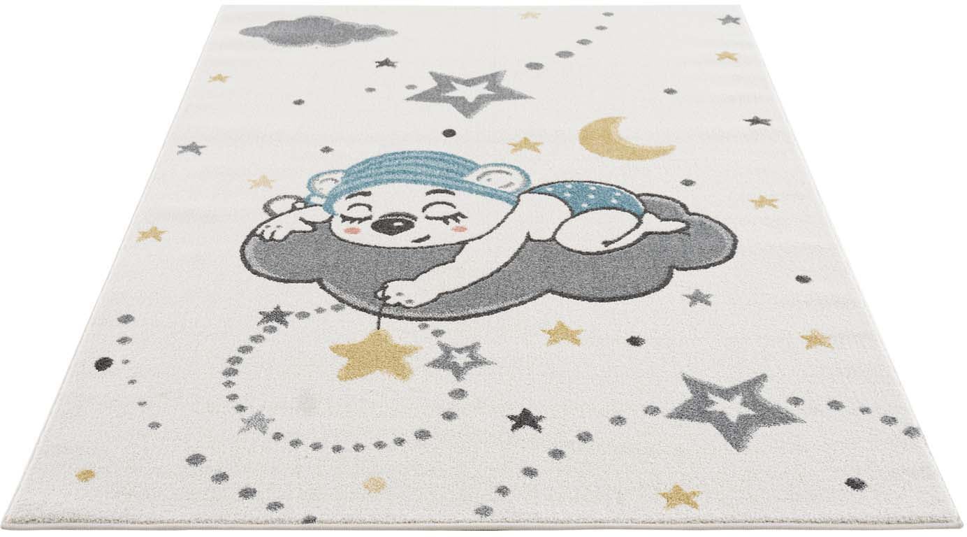 Carpet City Kinderteppich »Anime9385«, rechteckig, Babyteppich, Sterne, Mond, Nachthimmel, Weicher Flor, Pflegeleicht von Carpet City