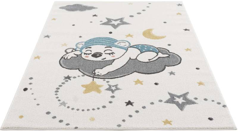 Carpet City Kinderteppich »Anime9385«, rechteckig, 11 mm Höhe, Babyteppich, Sterne, Mond, Nachthimmel, Weicher Flor, Pflegeleicht von Carpet City