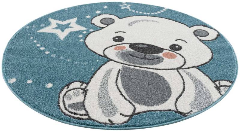 Carpet City Kinderteppich »Anime9386«, rund, 11 mm Höhe, Babyteppich, Sterne, Teddy-Bär, Weicher Flor, Pflegeleicht von Carpet City