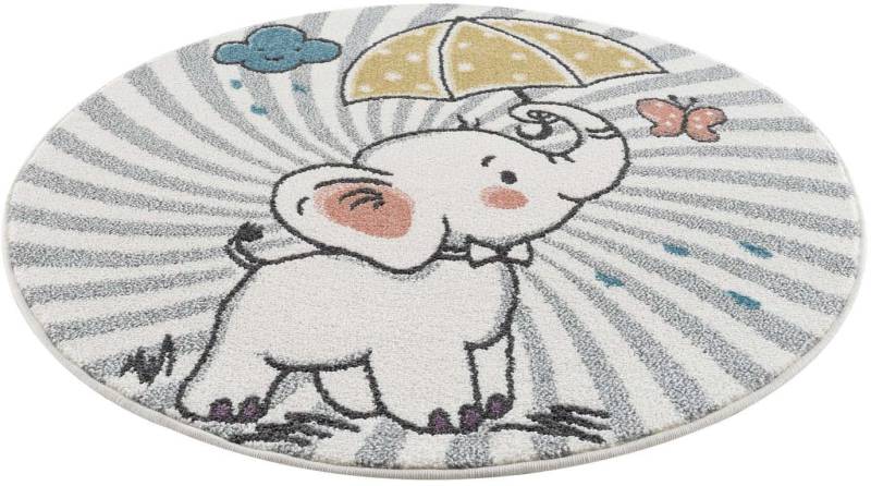 Carpet City Kinderteppich »Anime9388«, rund, Spielteppich, Elefant, Weicher Flor, Pflegeleicht, Kinderzimmer von Carpet City