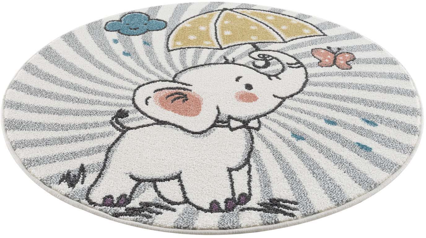 Carpet City Kinderteppich »Anime9388«, rund, 11 mm Höhe, Spielteppich, Elefant, Weicher Flor, Pflegeleicht, Kinderzimmer von Carpet City