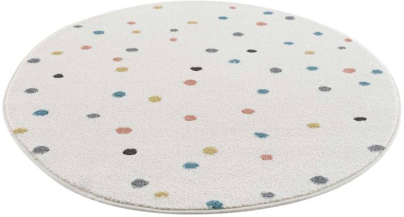 Carpet City Kinderteppich »Anime9396«, rund, 11 mm Höhe, Spielteppich, Bunte Punkte, Weicher Flor, Pflegeleicht, Kinderzimmer von Carpet City