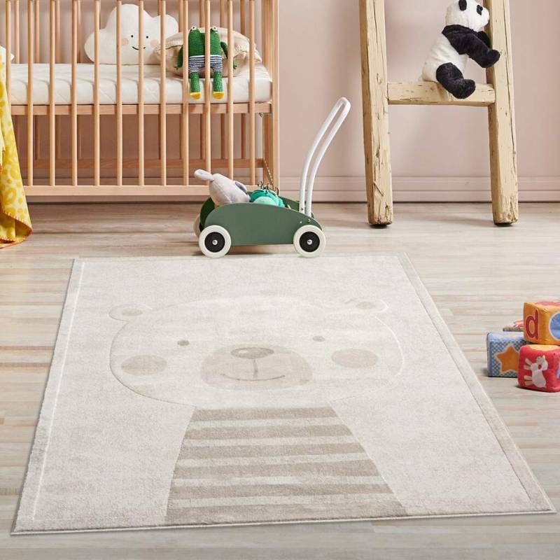 Carpet City Kinderteppich »MARA710«, rechteckig, 11 mm Höhe, Kinderzimmer Teppich Tiere Beige Spielzimmer von Carpet City