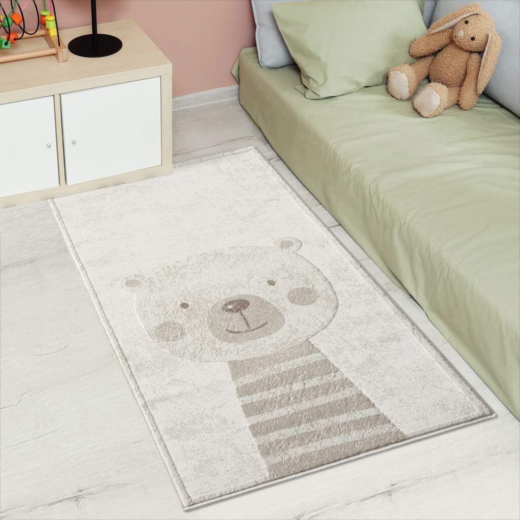 Carpet City Kinderteppich »MARA710«, rechteckig, 11 mm Höhe, Kinderzimmer Teppich Tiere Beige Spielzimmer von Carpet City